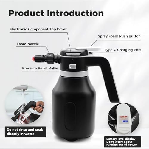 Electric Foam Sprayer,2L Portable Rechargeable Cordless Pressurized Spray Foa…