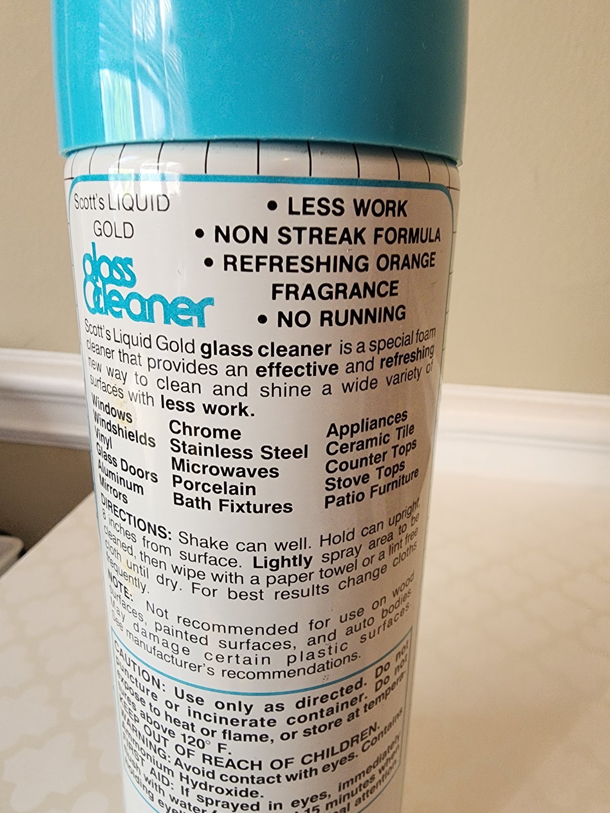 VTG Scott’s Liquid Gold Aerosol Glass Cleaner Blue Can 14OZ Foam Non-streak