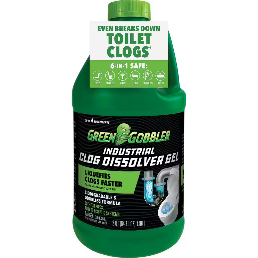 Green Gobbler Industrial Strength Gel Grease and Hair Clog Remover – 64 Oz