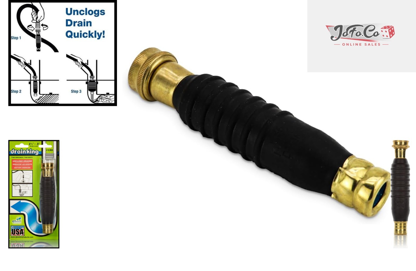 Drain King – 186: Efficient Water-Powered Drain Cleaner for All Sizes (1.5-3 in)