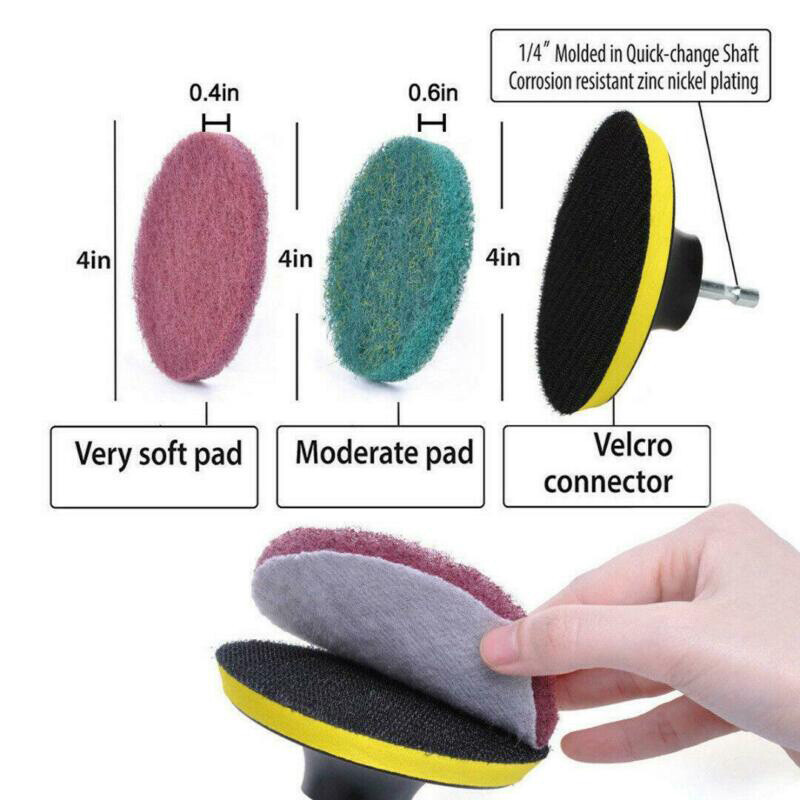 7 Pcs 4″ Drill Brush Set Power Scrubber Cleaning Kits Scrub Tub Cleaner
