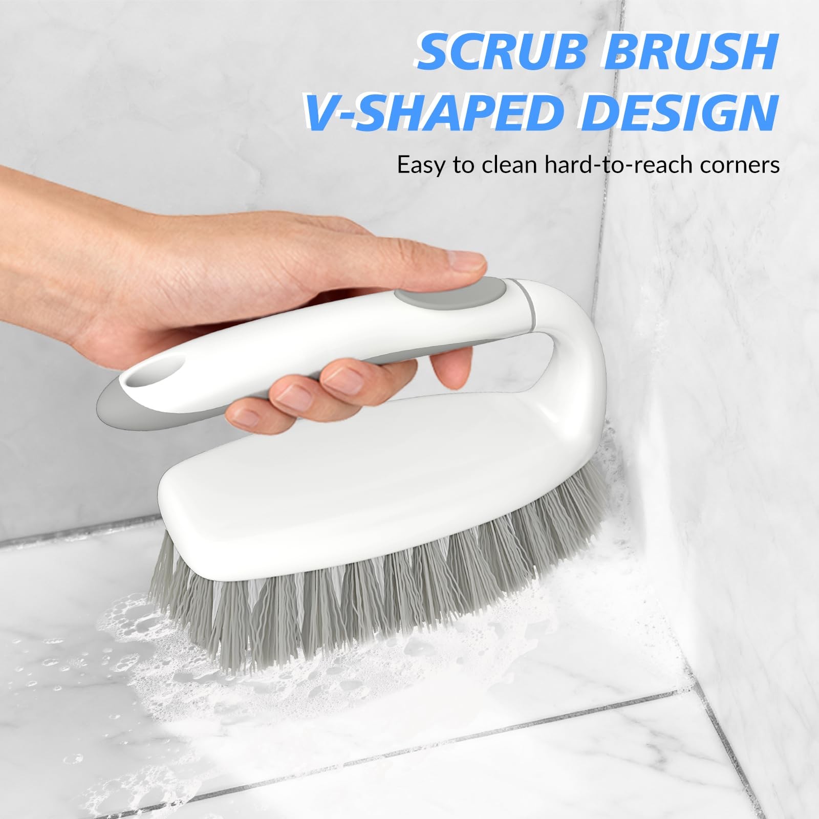 Heavy Duty Scrub Brush, Stiff Bristles Cleaning Brush with Non Slip Handle Sh…