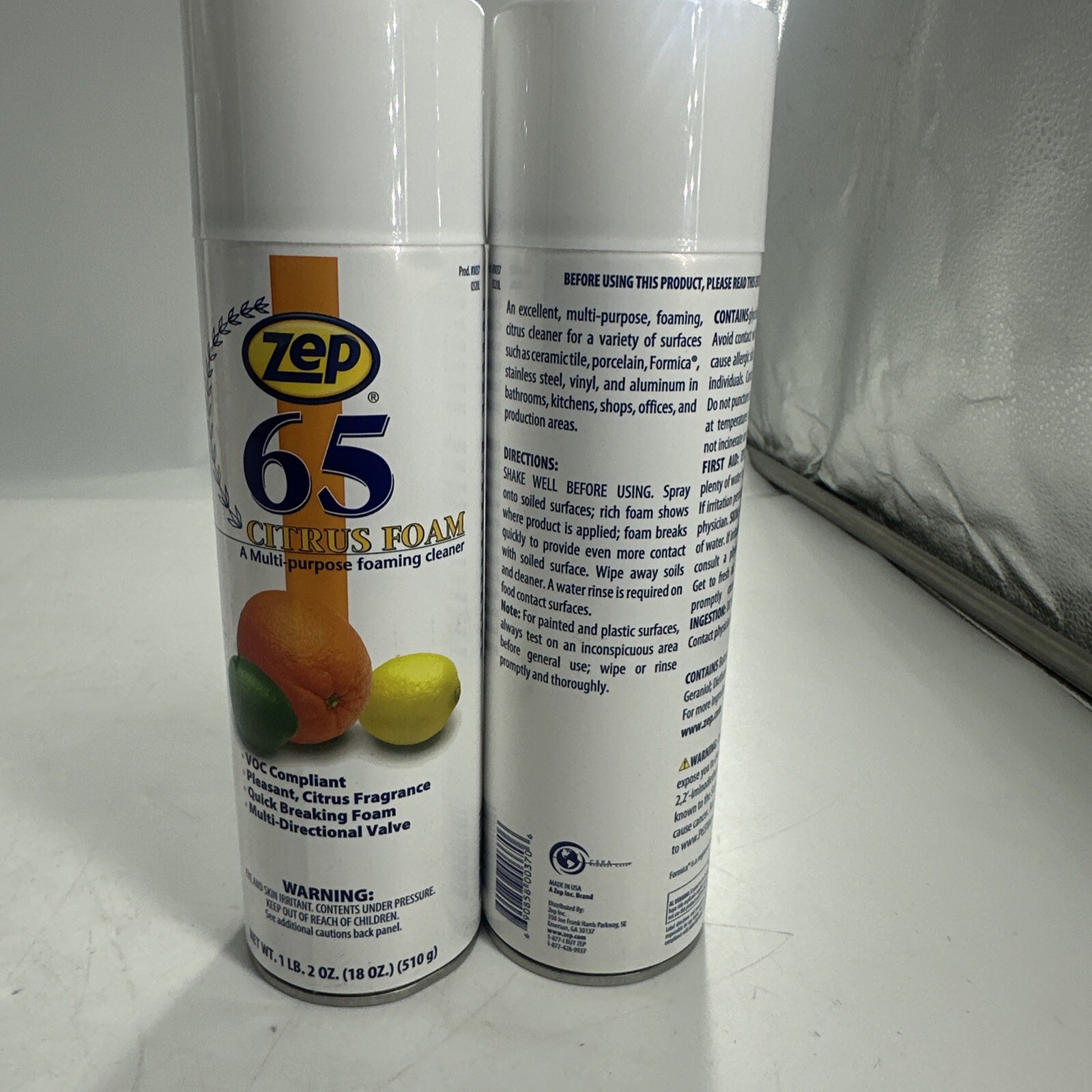 TWO PACK Zep 65 Foaming Citrus Multi-Purpose Foaming Cleaner 18 oz / 510 g
