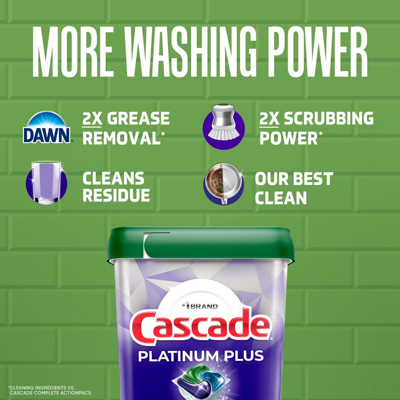 Cascade Platinum Plus ActionPacs Dishwasher Detergent Pacs, Fresh, 82 ct.