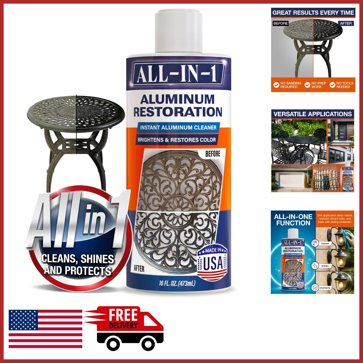 Aluminum Cleaner & Restoration Solution for Patio Furniture & Metal Surfaces