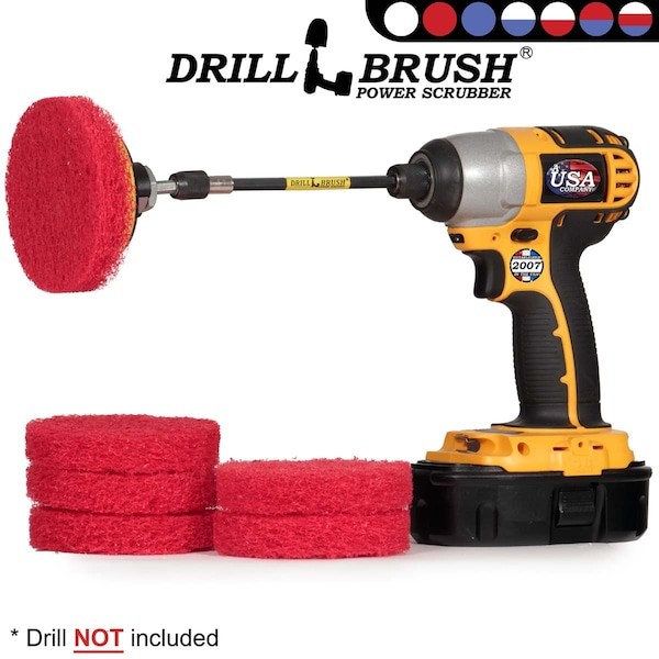 DRILLBRUSH P4-6R-3V-5X-QC-DB Drill Scrubber – Drill Brush Power Scrubber Pads –