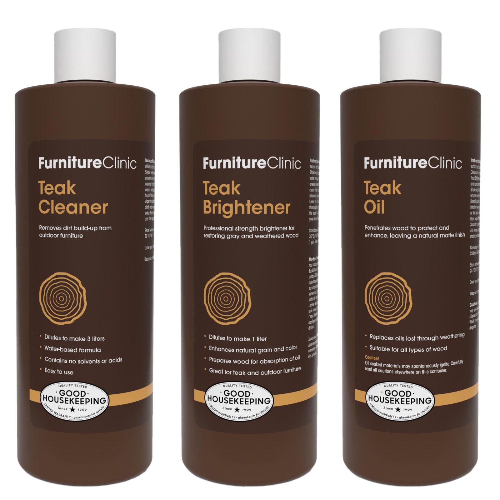 Teak Care Kit | For Teak Outdoor Wood Patio Furniture | Clean, Brighten, Nour…