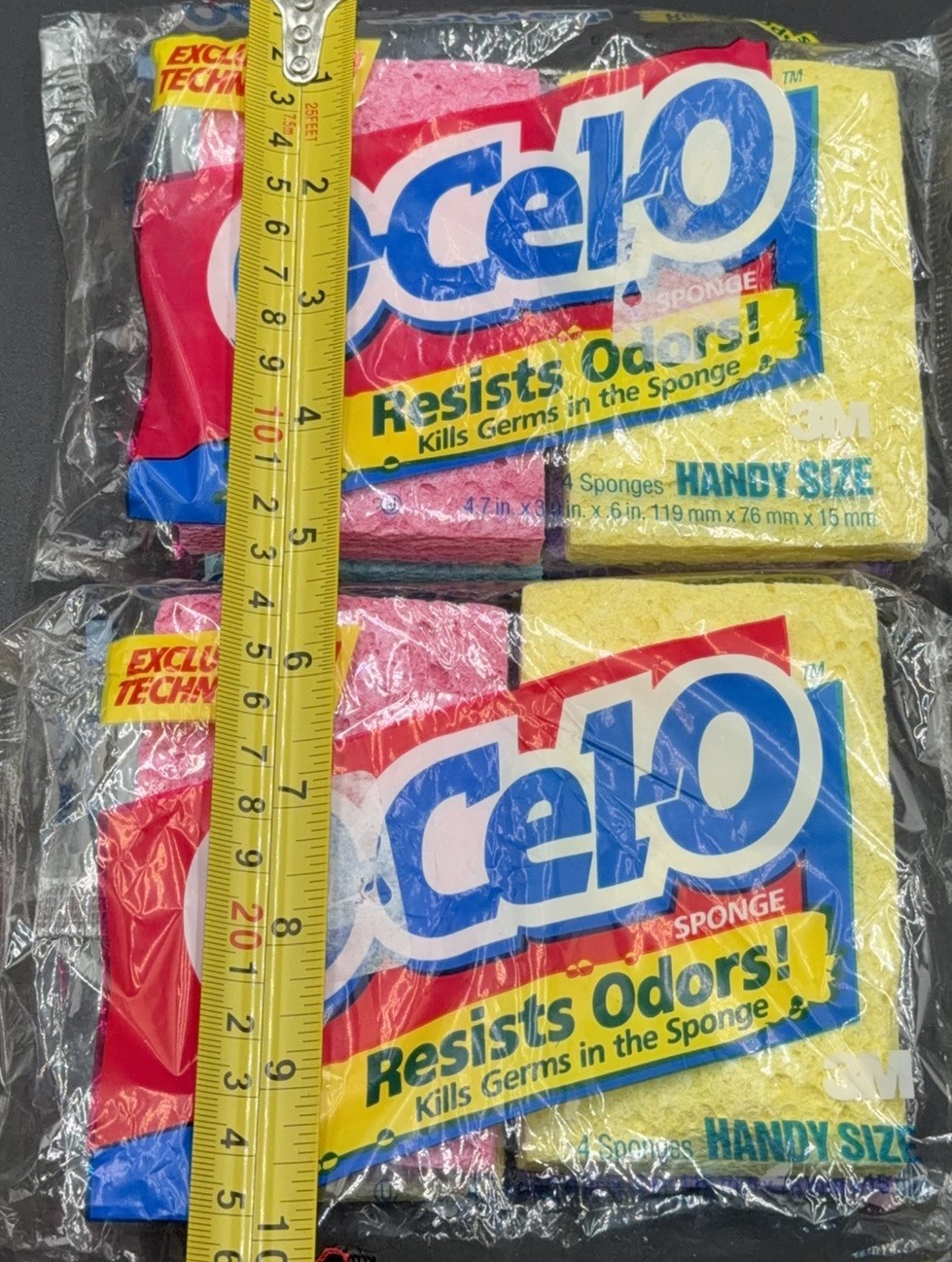 LOT OF 2 Vintage 1994 O-CEL-O Utility Size Sponges 3M USA Made (4-packs) 8 Total