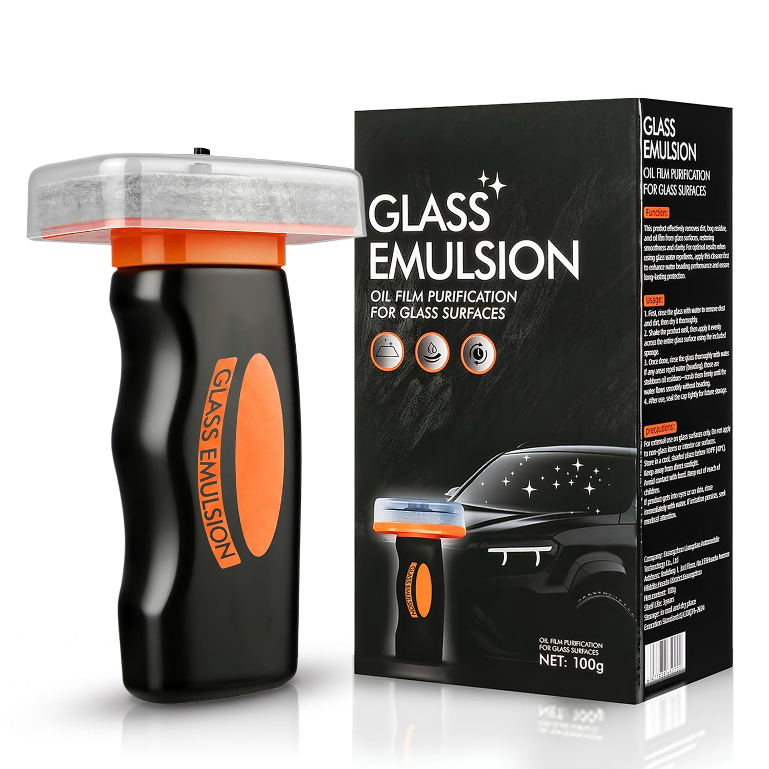 1PCS Glass Oil Film Remover for Car,Roll-On Glass Compound with Cleaning Board