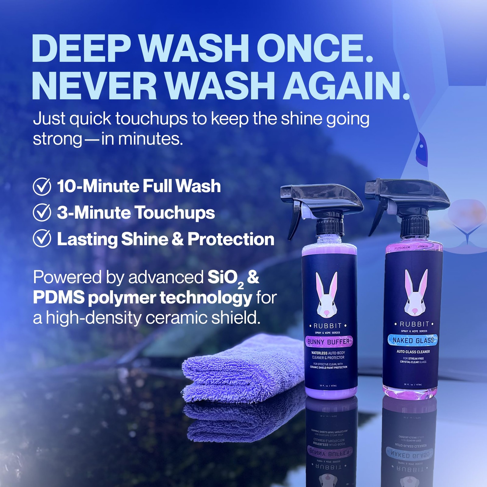 Bunny Buffer Bundle, Waterless SiO2 Ceramic Car Wash & Protect Kit with Auto …
