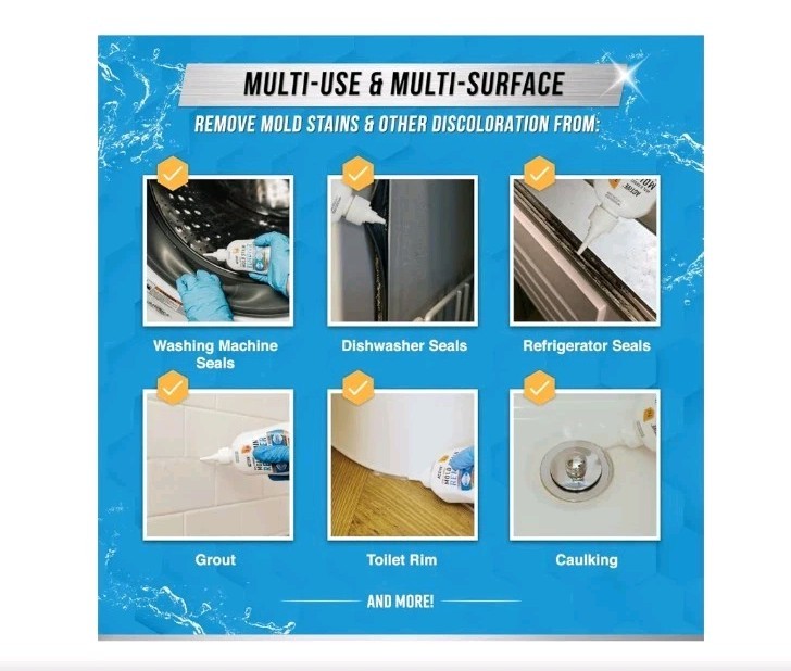 Mold Stain Remover Gel – Heavy Duty Cleaner for Washer Seal & Bathroom Grout