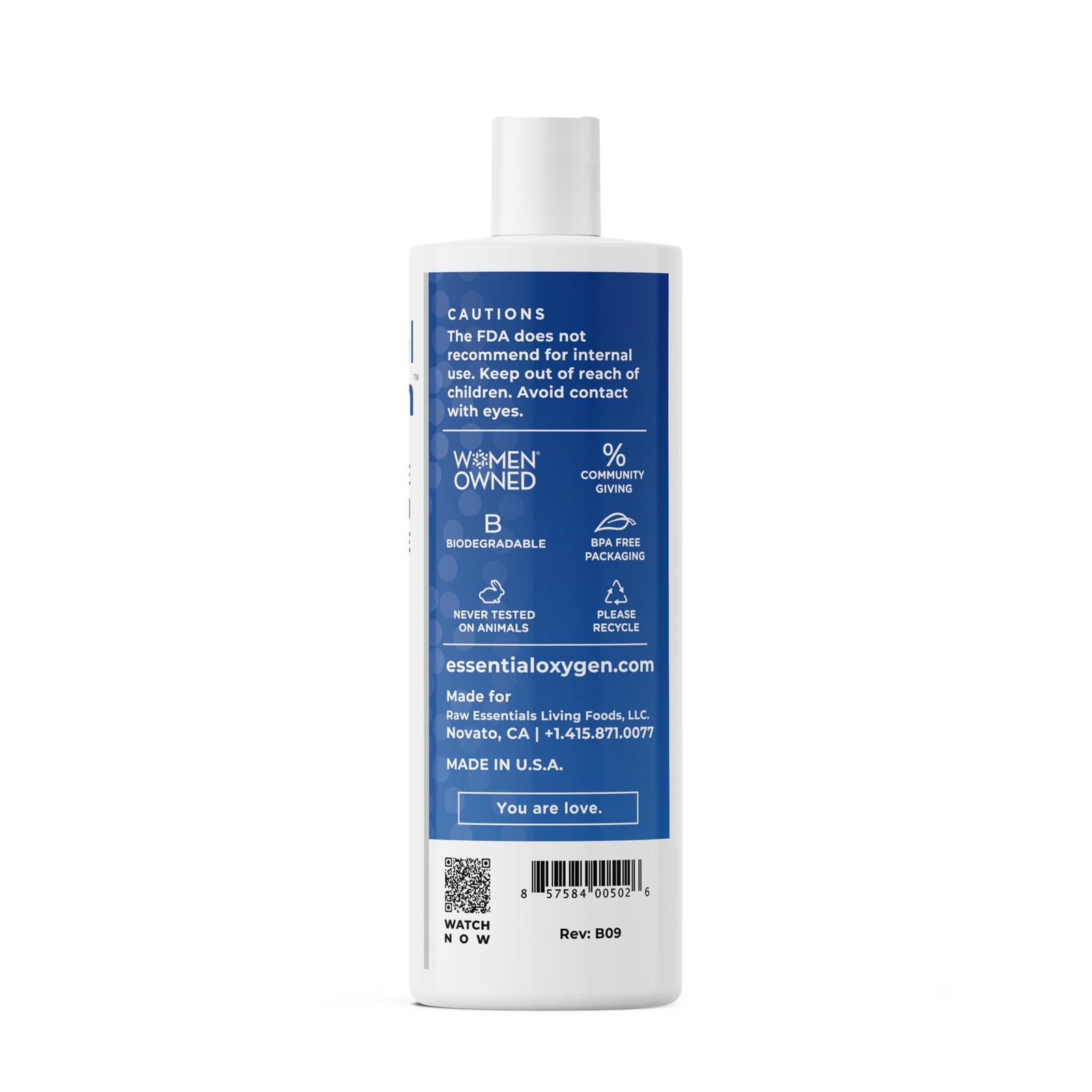 Essential Oxygen Food Grade Hydrogen Peroxide, Natural Cleaner, 3 USP, White,