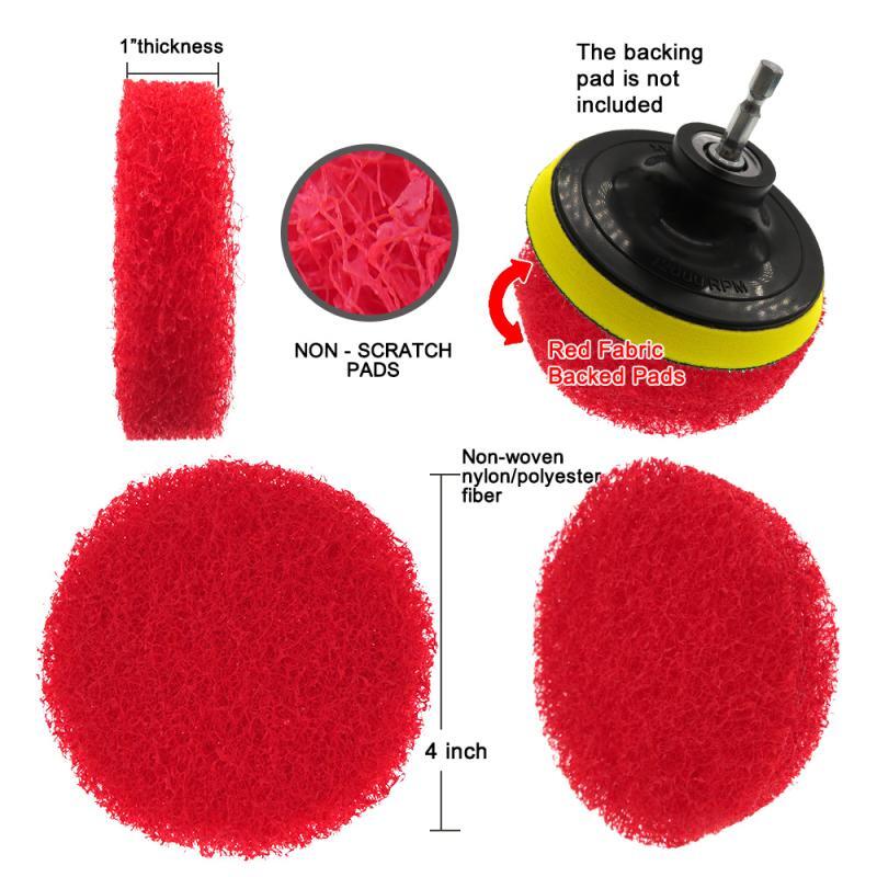 4 Inch 100mm Red Round Flocking Scouring Pad Nylon Fiber Abrasive Sanding Discs