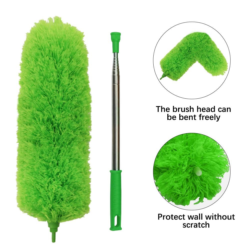 Microfiber Feather Duster Extendable 100 Inch Extra Long Pole Bendable Head