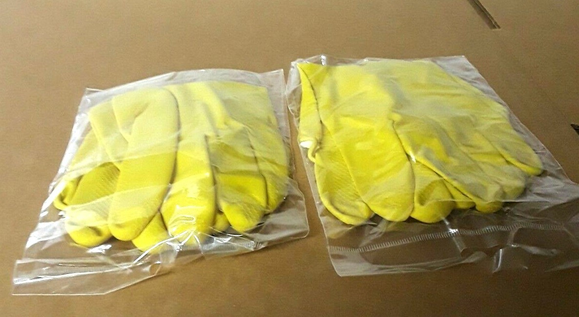 Yellow Latex Gloves (Can Mix Size S-XL) Plus FREE Inspector Dish Wash Trboxtapes
