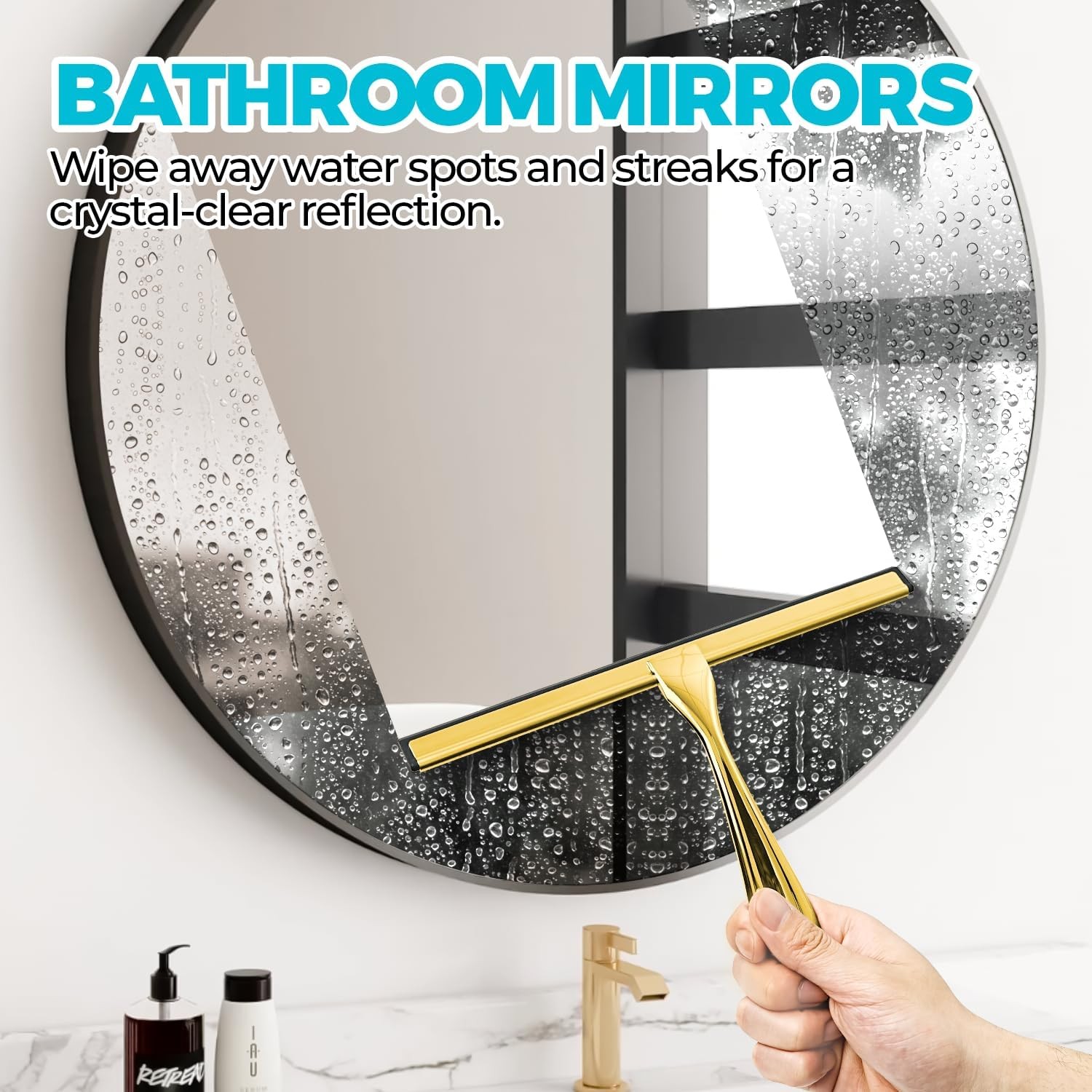 12-Inch Golden All-Purpose Shower Squeegee for Shower Doors, Tile Shower Walls,