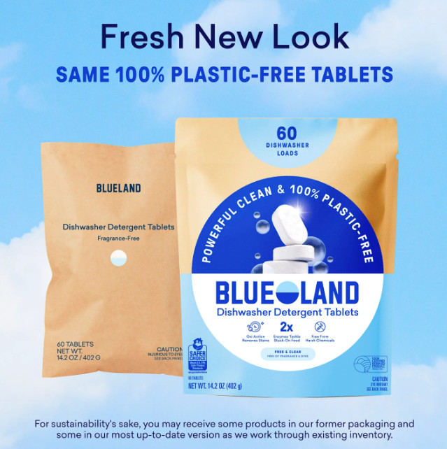 Blueland Dishwasher Detergent Tablets 60 Count Free & Clear Plastic-Free