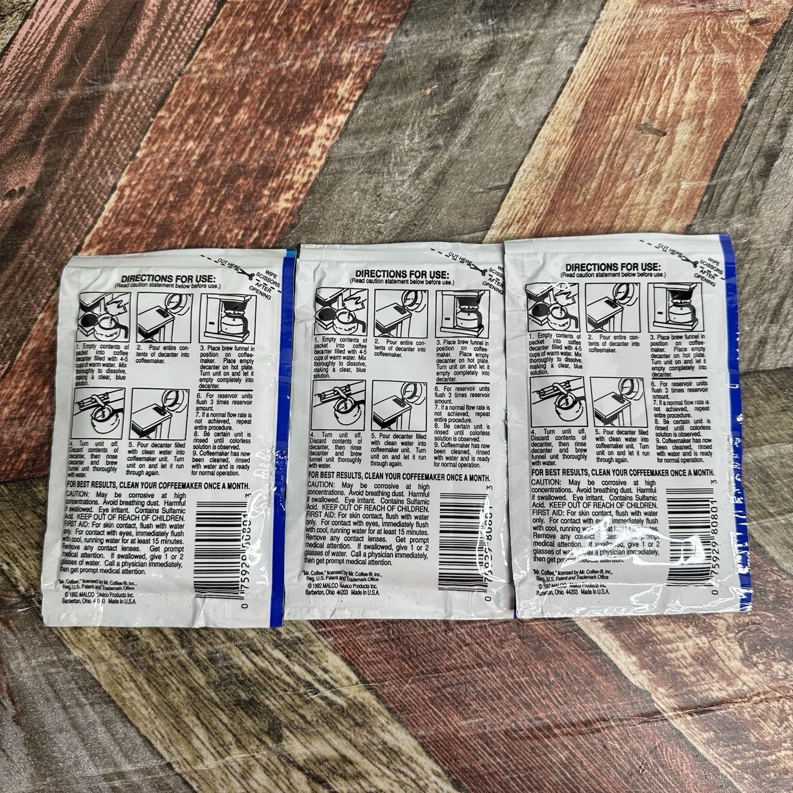 Vintage Mr Coffee Automatic Drip coffee Pot Cleaner, 3-1 oz packets