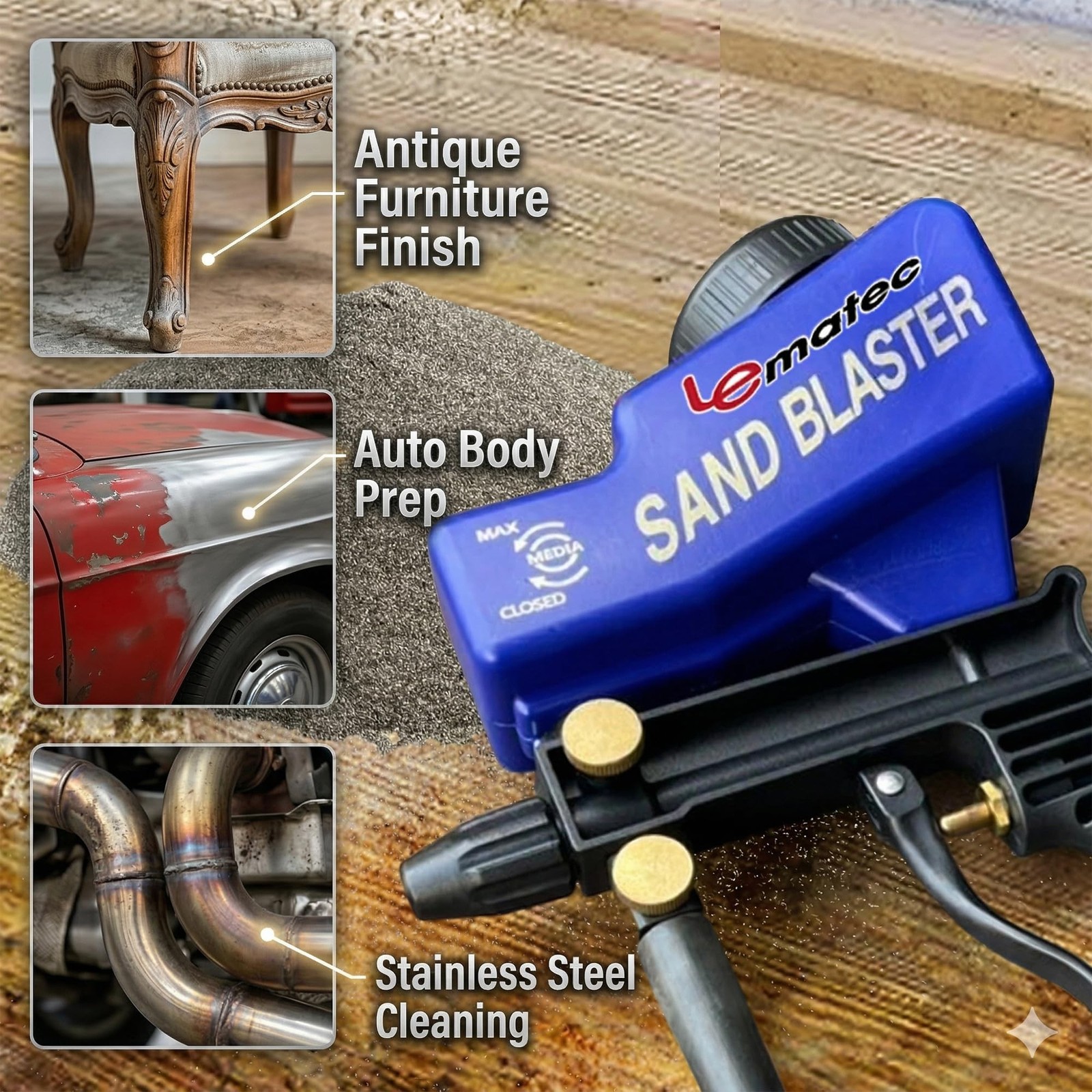 LE LEMATEC Brown Corundum Abrasive Blasting Media #220 – Ideal for Surface Pr…