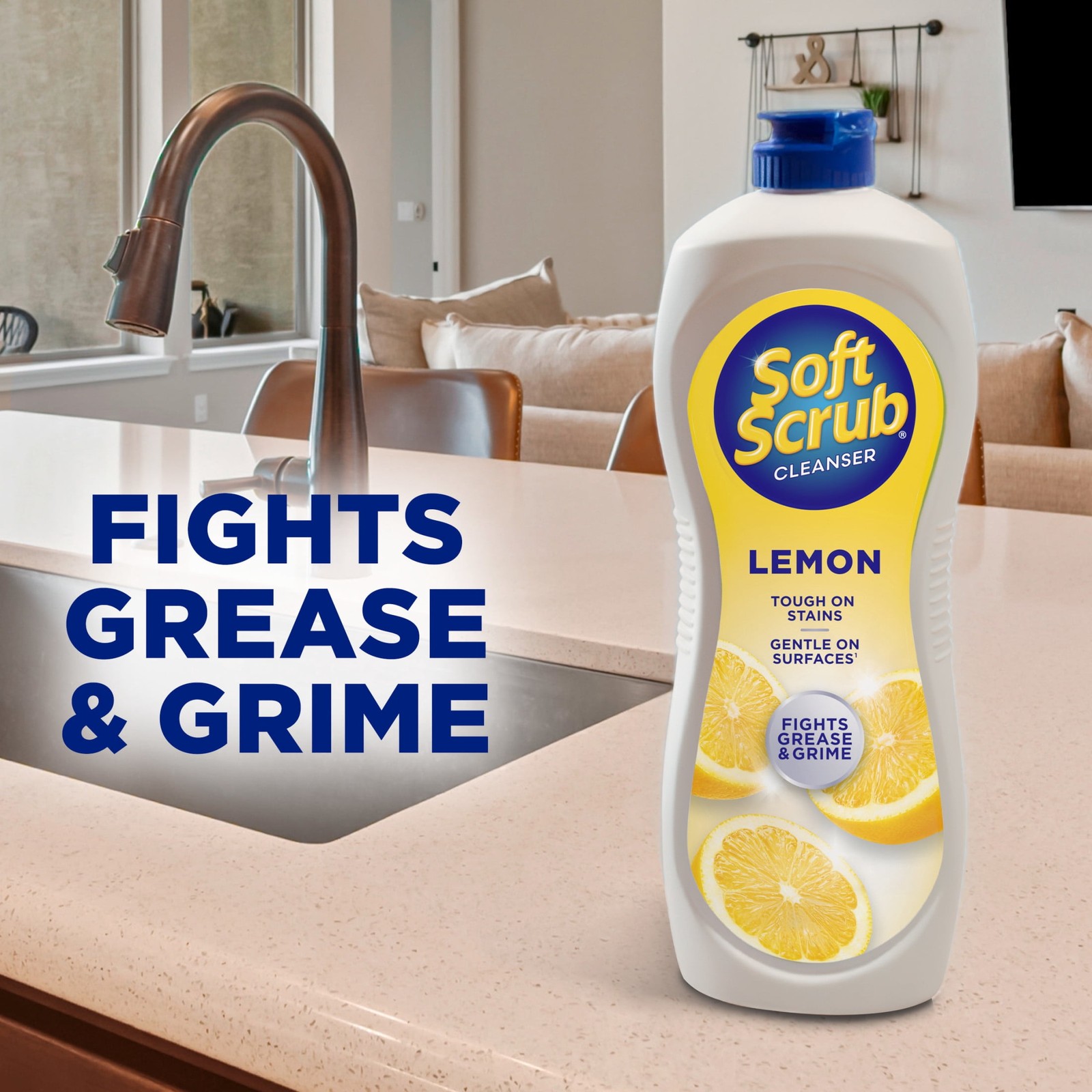 Soft Scrub All Purpose Surface Cleanser, Lemon, 24 Fluid Ounces