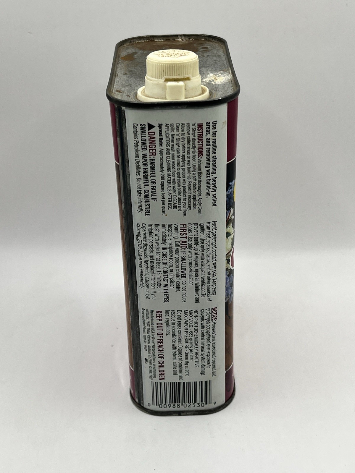 Bruce CLEAN ‘N’ STRIP Wood Cleaner & Wax Remover 1qt/32oz HALF FULL 50% Tin Can