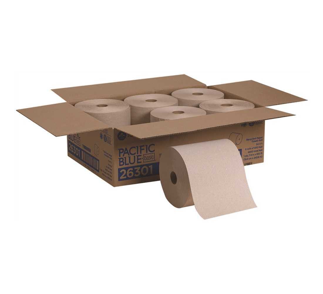 Pacific Blue Basic Roll Paper Towel 7.8X7.875 IN 800 FT 1PLY Kraft Standard Roll