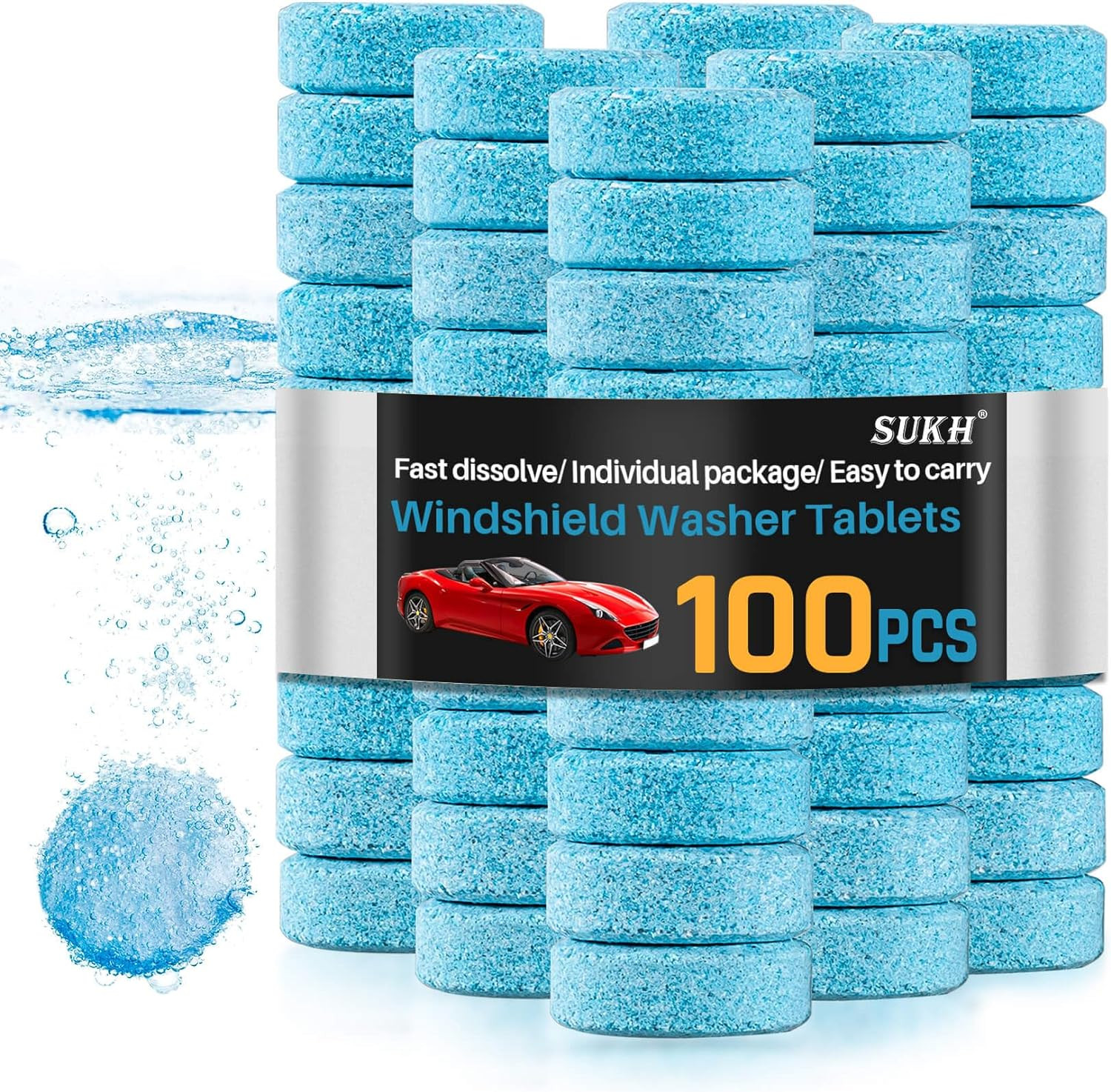 Car Windshield Washer Fluid Tablets – Concentrate Glass Cleaner 100 Count