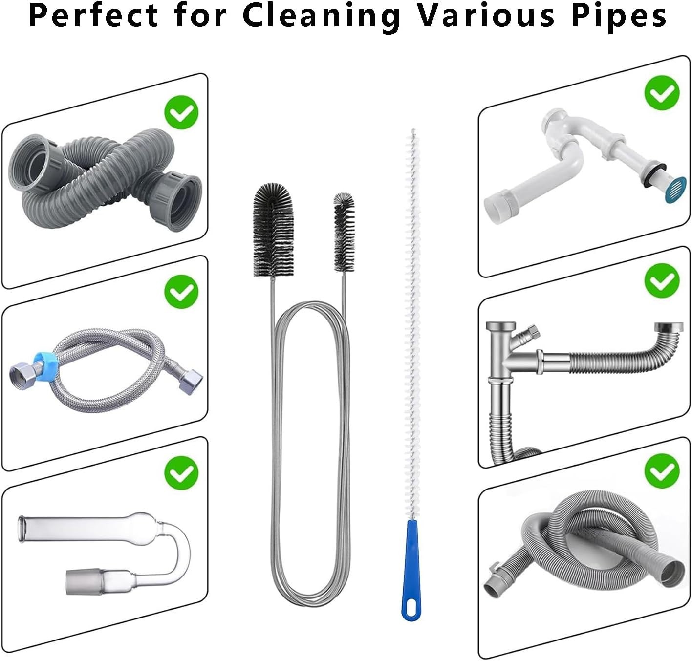 Flexible Drain Brush 61 Inch, Nylon Pipe Cleaner Tool