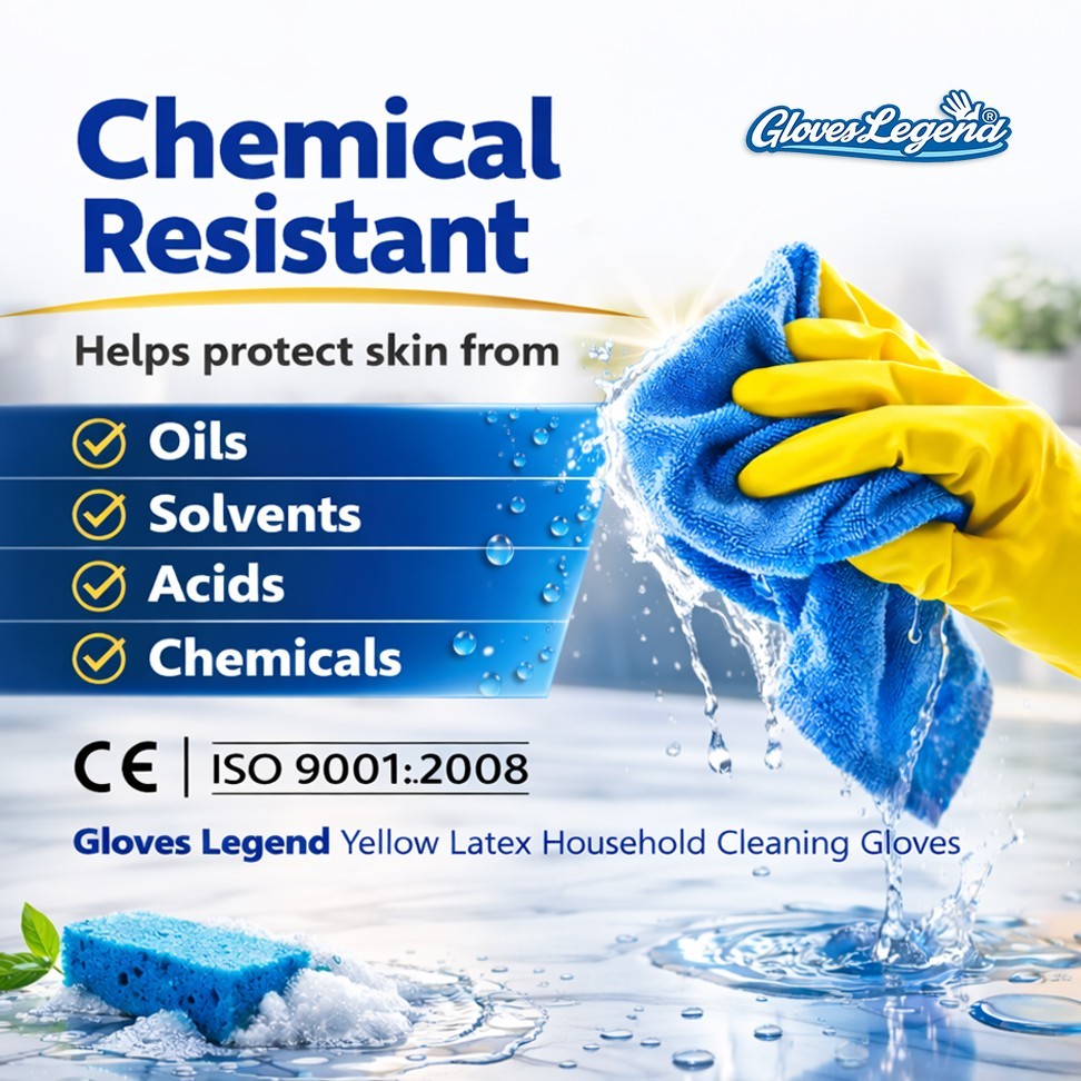 Yellow Latex Household Cleaning Dishwashing Gloves – 12 Pairs (24 Gloves) Large