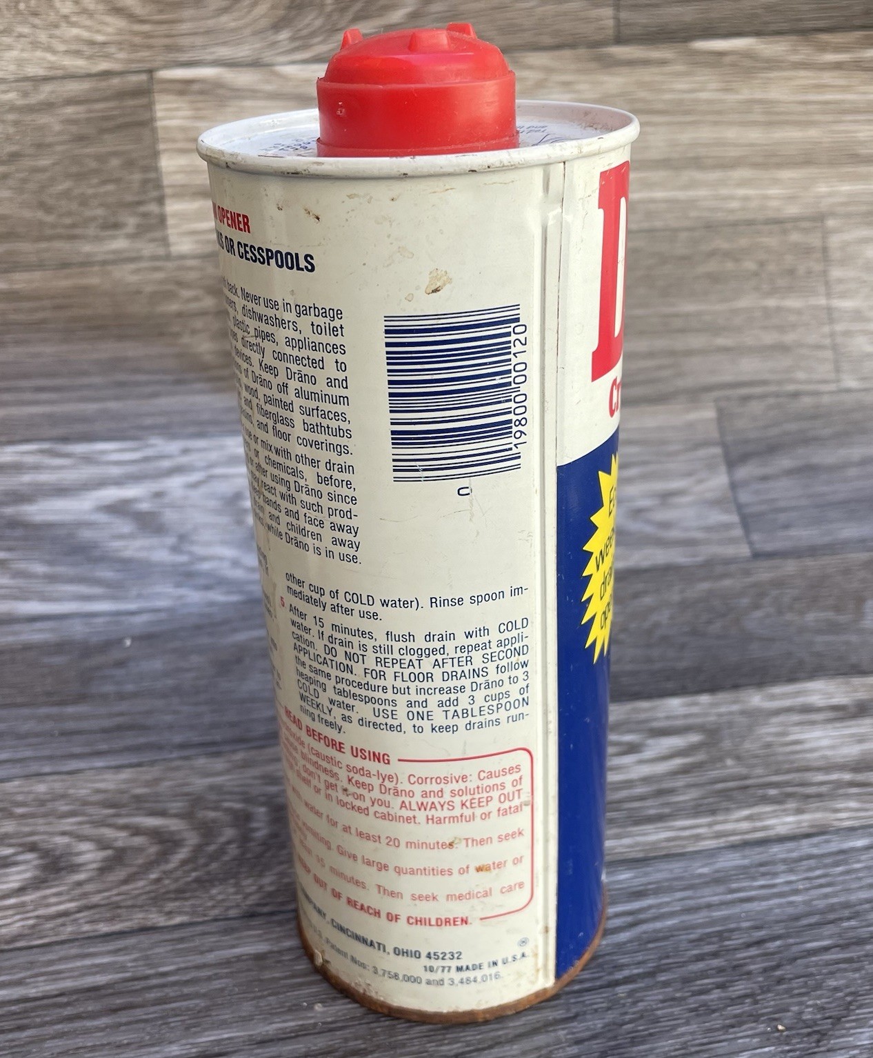 Vintage Crystal Drano All Purpose Drain Opener 26oz Can 1977-1984 Full Unopened
