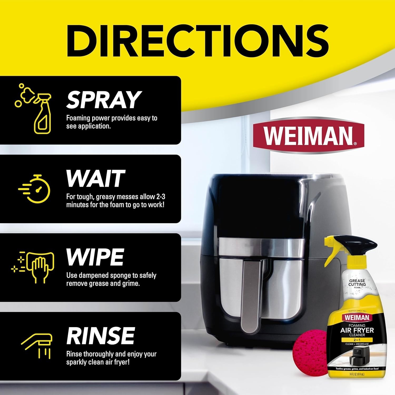 Foaming Air Fryer Cleaning Kit, Cleaner & Degreaser for Ceramic Baskets & Tra…