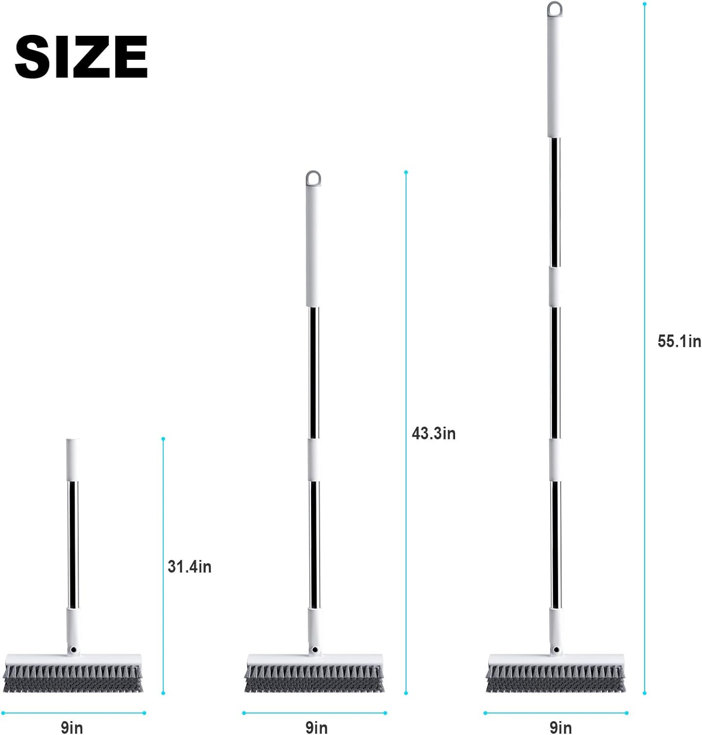 Floor Scrub Brush with Long Handle, Heavy-Duty Stiff Bristles, V-Shape Floor Scr