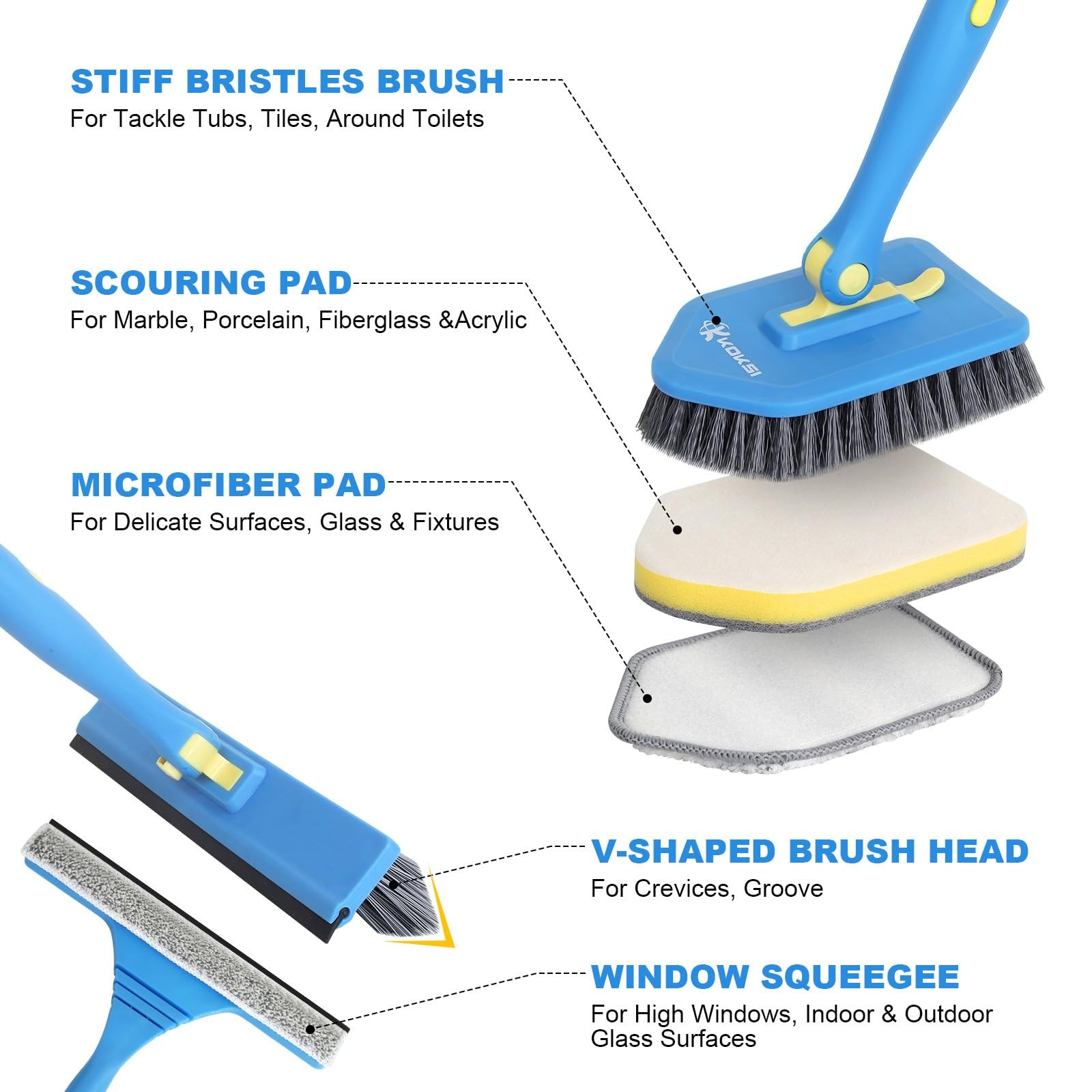 KOKSI Cleaning Brush for Bathroom Kitchen Bathtube Toilet All Purpose Sponge