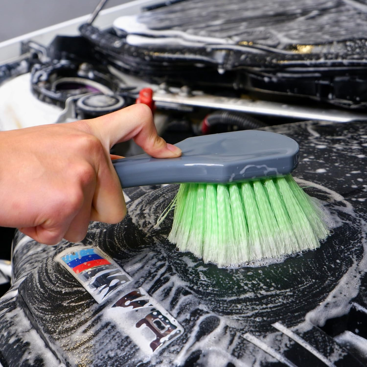 7PACK Car Engine Bay Details Cleaning Kit, Soft-Bristled Engine Surface Brush,Lo