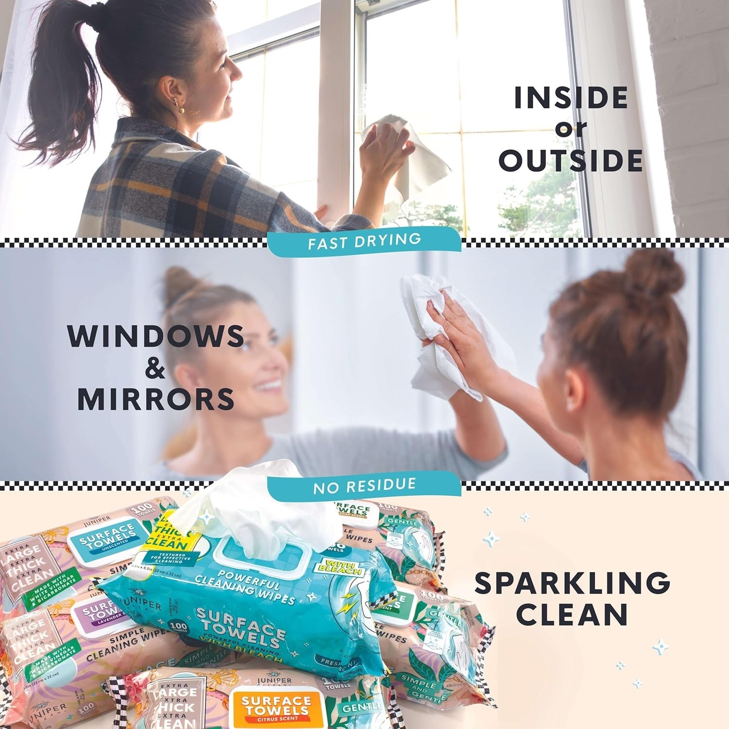 Juniper Clean Surface Wipes Bleach Free with Lavender Scent 100 ct, Pack of 6