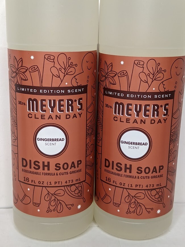 2pk – MRS. MEYER’S CLEAN DAY Liquid Dish Soap Gingerbread Scent 16oz