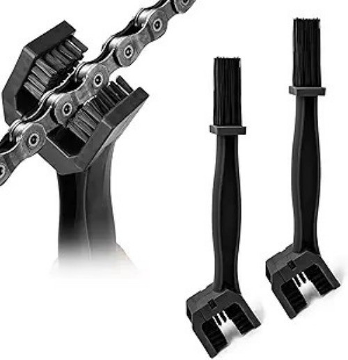 2 PCS Chain Brush, Chain Cleanig Brush Tool, Chain Gears Mainten Color: Black