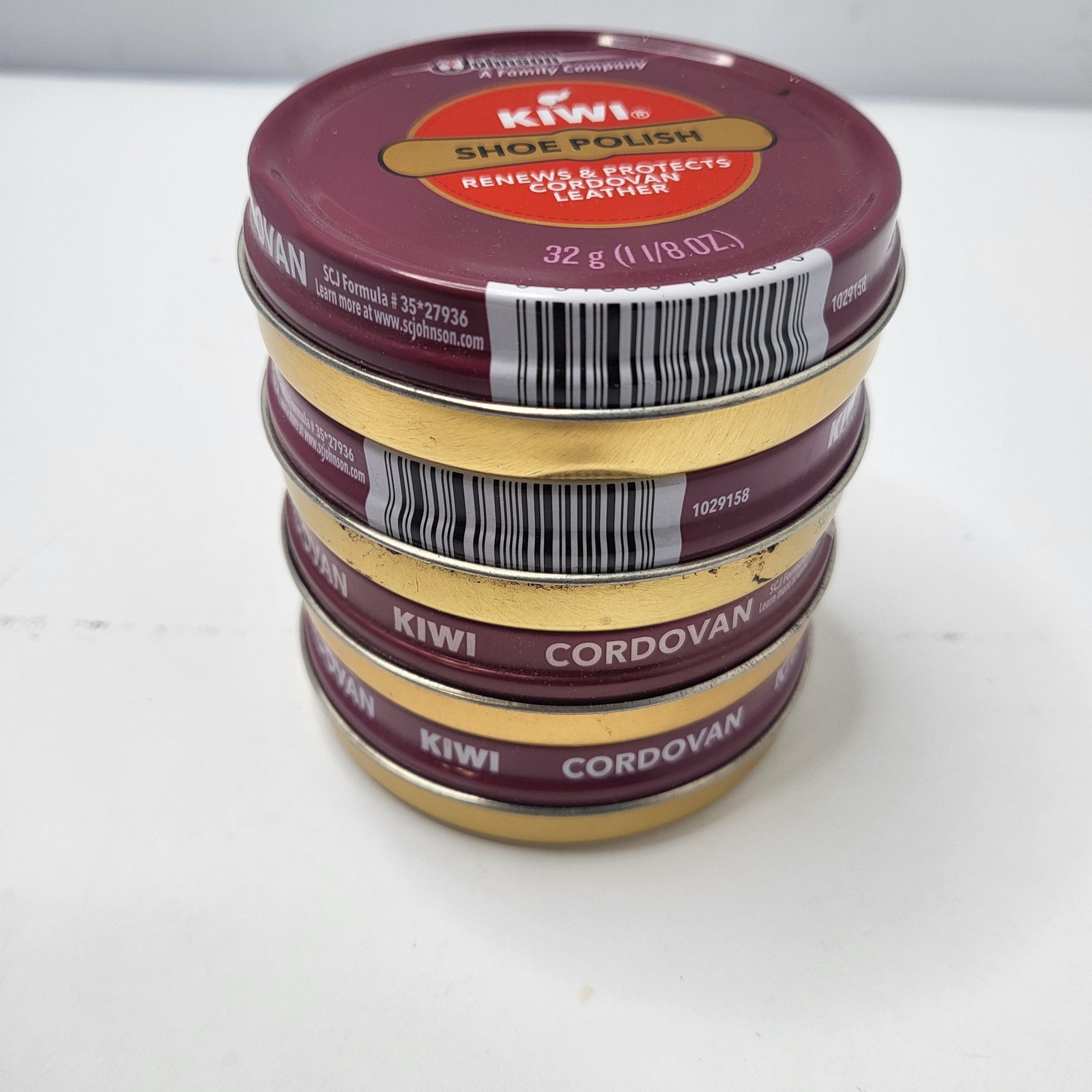 Kiwi 4pk Shoe Polish Cordovan Leather 32g 1 1/8 Oz Tins Brown Honduras