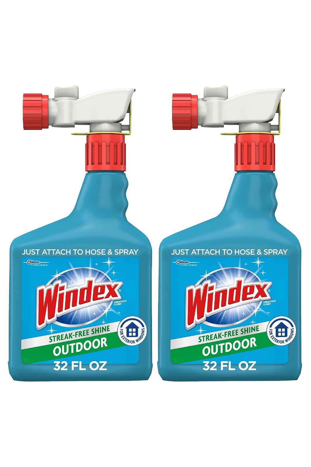 Outdoor Window & Glass Cleaner for Hose – Ammonia-Free, Deep Clean, 32oz (2-Pack