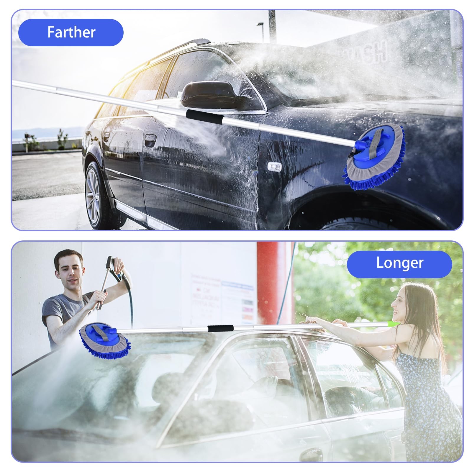 62″ Car Wash Brush with Long Handle and Car Wash Brush Microfiber Car Cleanin…