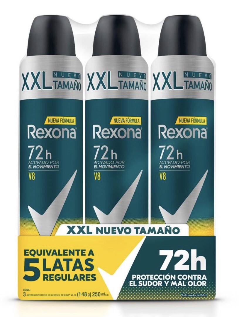 3 Rexona v8 deodorant spray men 250ml