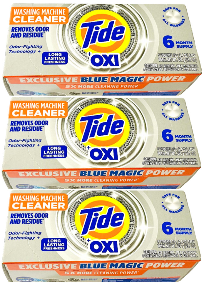 Tide Washing Machine Cleaner with Oxi, Odor Eliminator-6 Ct x 3 Pack=18 Pouches
