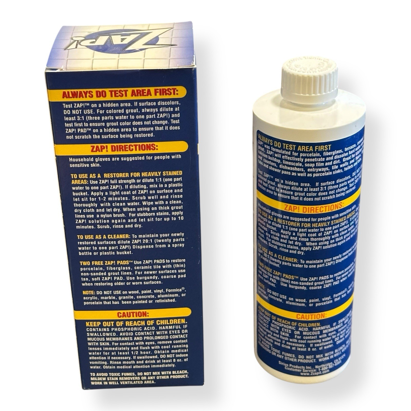 ZAP! ‎Professional Cleaner Porcelain Fiberglass Tile Restorer 16 oz. Concentrate