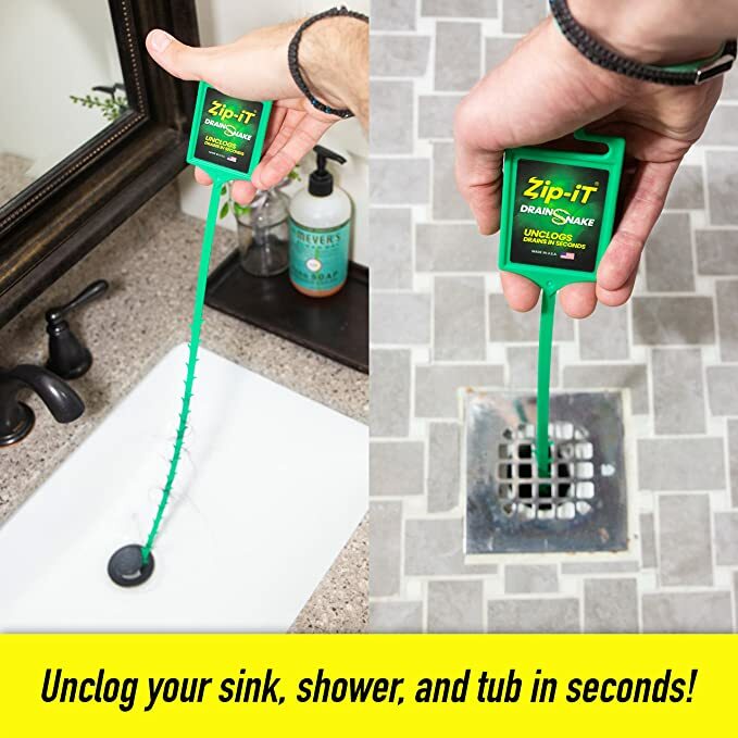 ZIP IT DRAIN CLEANER, 1-Pack Plastic Drain Stick Hair Clog Remover, drain snake