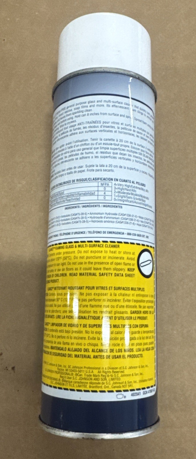 Vintage SC Johnson GLANCE Foaming Glass Multi Surface Cleaner Spray Can 19oz