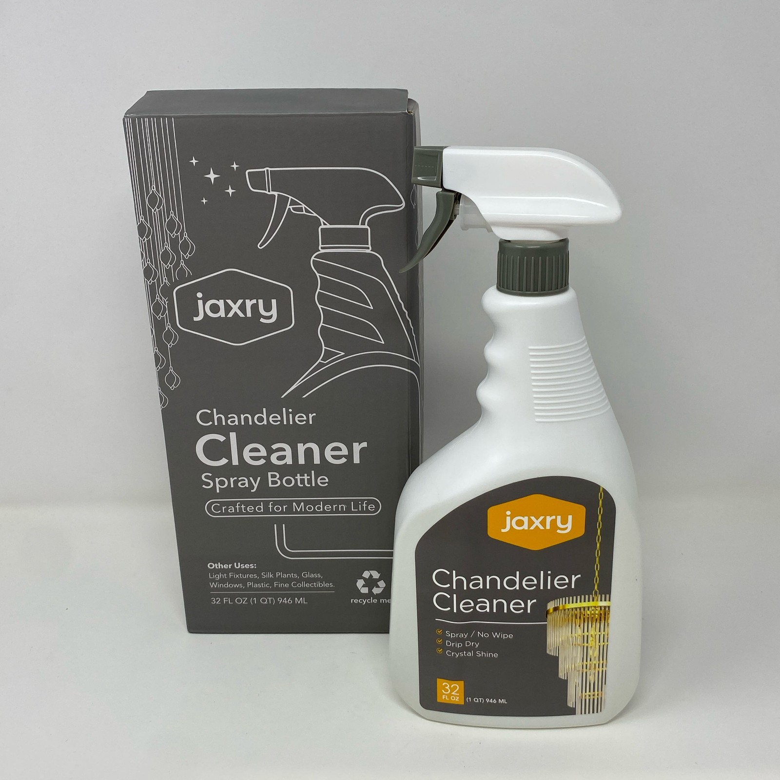 Jaxry Chandelier Cleaner Spray, Clear, 32 oz Drip-Dry No Wipe