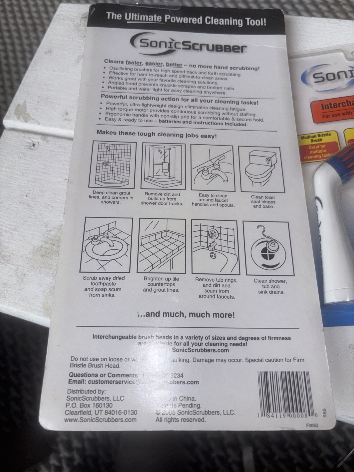 Sonic Scrubber Bathroom Tool Power Cleaner Plus + Interchangeable Brush Packs