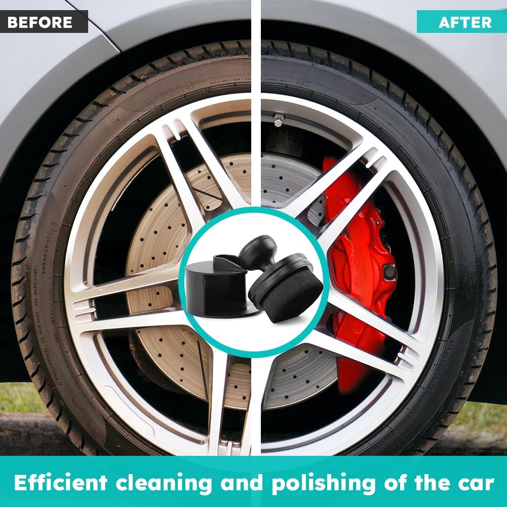 2 Pack Auto Detail Brushes, Tire Shine Applicator Brush, Automotive Black