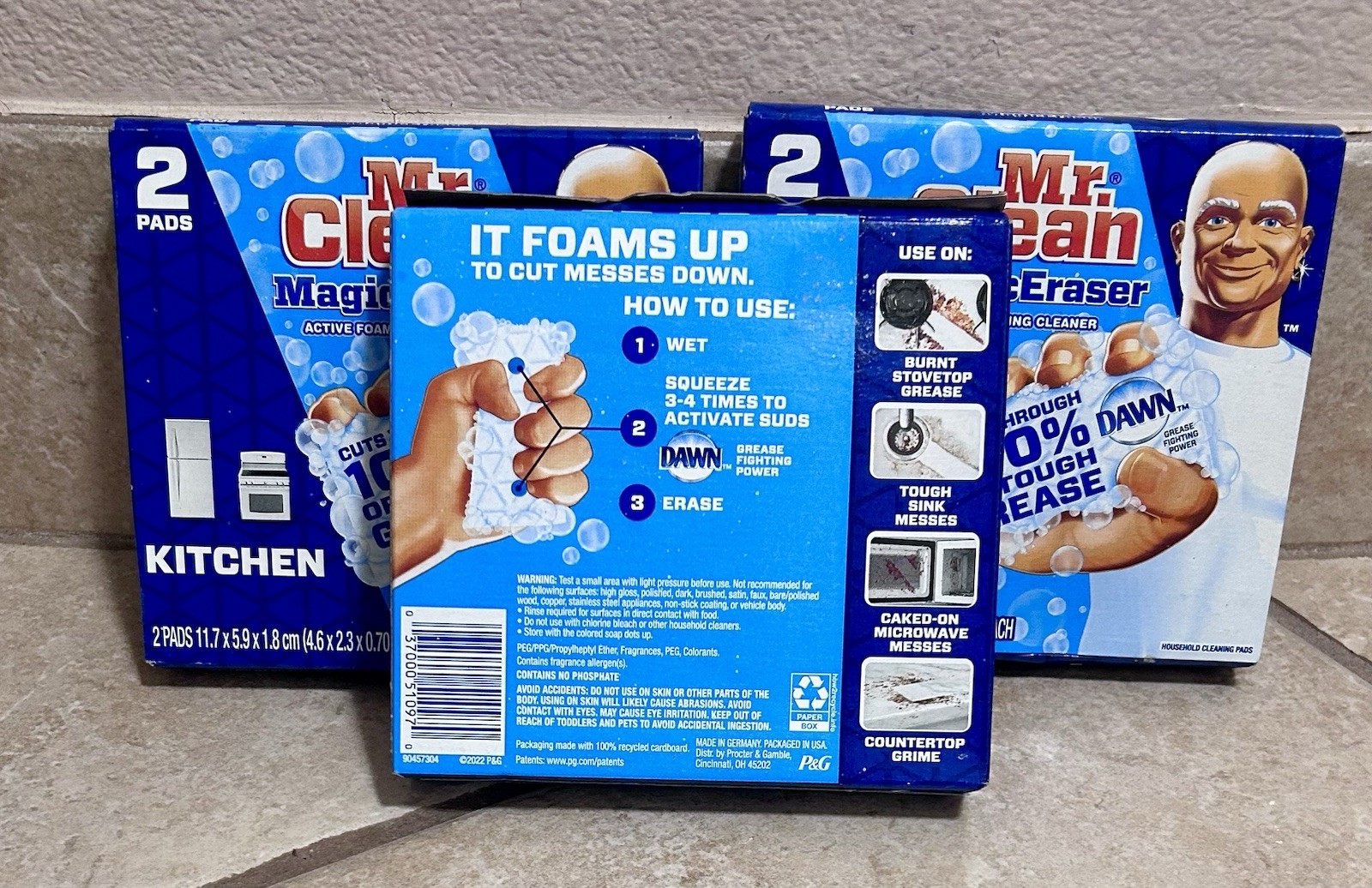 (3 pk) Mr. Clean Magic Eraser Kitchen Dawn Grease Fighting~6 Pads Total~NIB