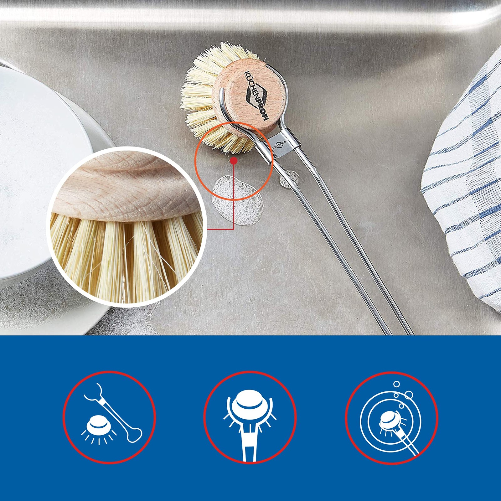 2-Pack Replacement Brush Refill for Classic Dish Washing Brush